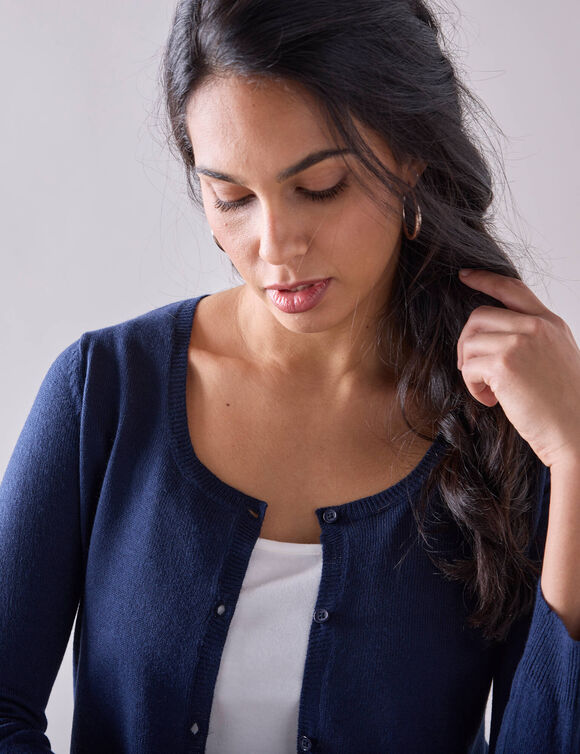 Gilet boléro boutonné, toucher doux (marine)