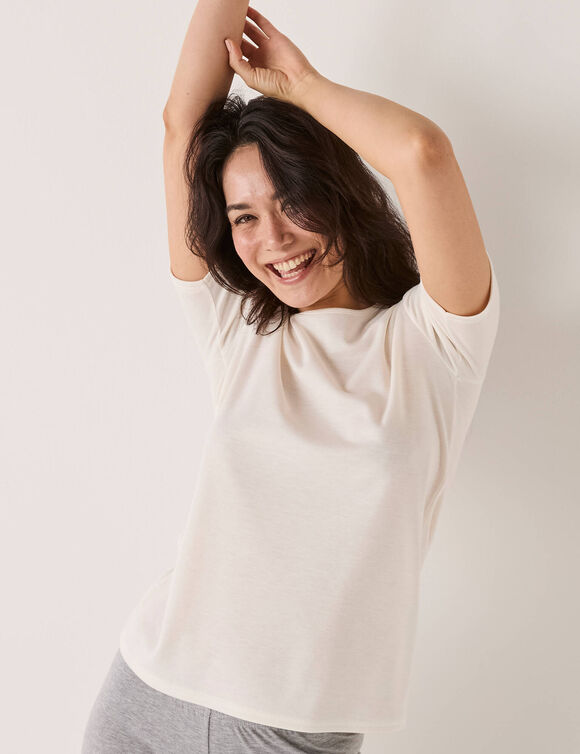 T-shirt thermique col rond - manches courtes (ivoire)