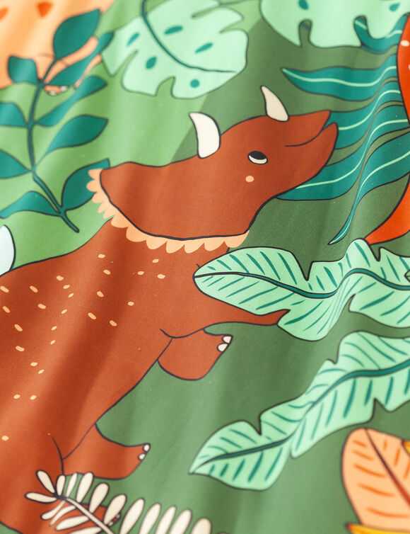 Linge de lit enfant Jurassi coton - Imprimé dinosaure  (vert)