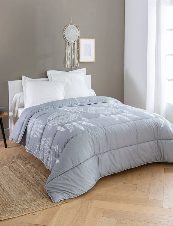 Katoen dekbed met Tea-bedrukking, 400 g/m&sup2; (grijs)