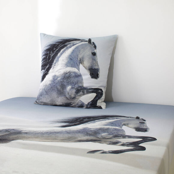 Bedlinnen Galop met paardenprint, katoen (beige)