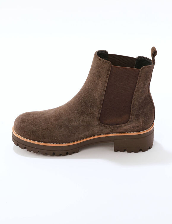 Chelsea boots in splitleer (chocolade)