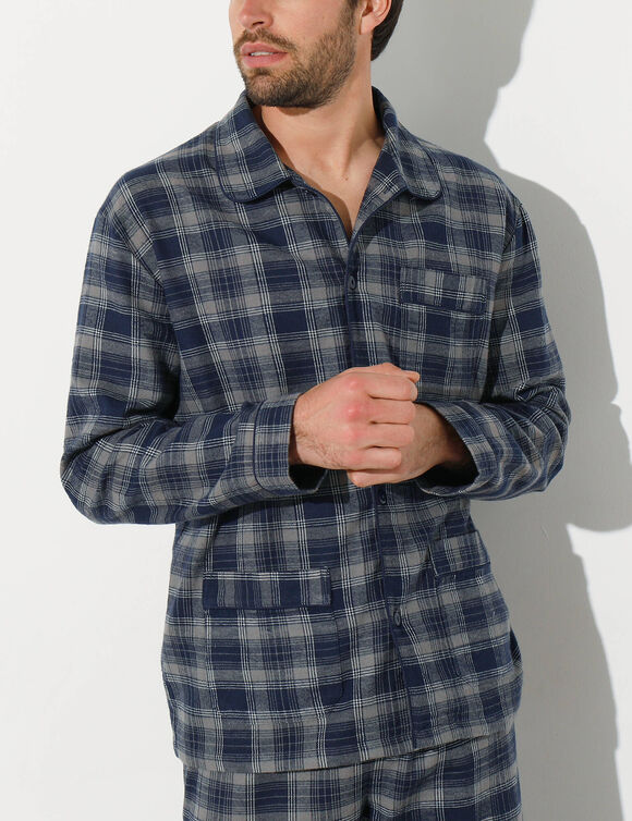 Pyjama carreaux en flanelle (gris)