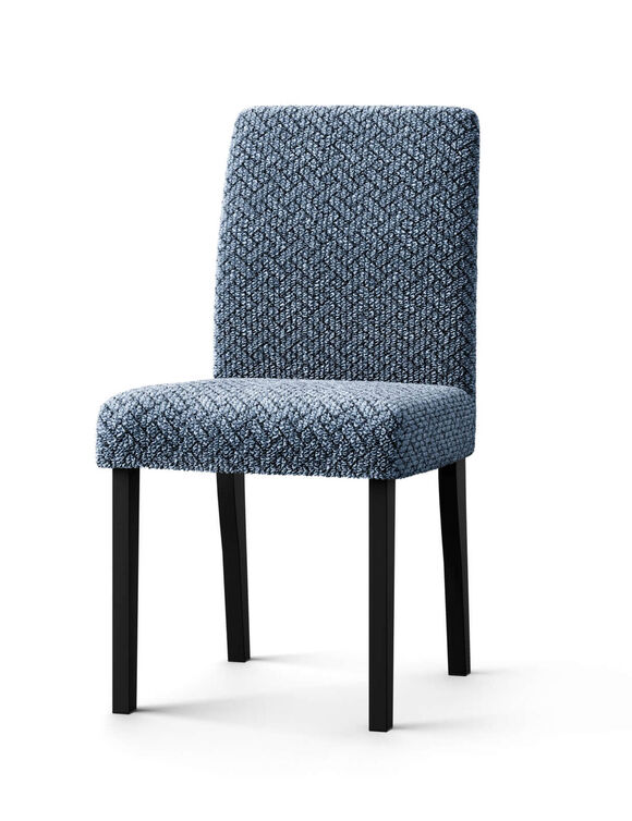 Bi-rekbare, grafische stoelhoes in gewafelde microvezel (blauw)