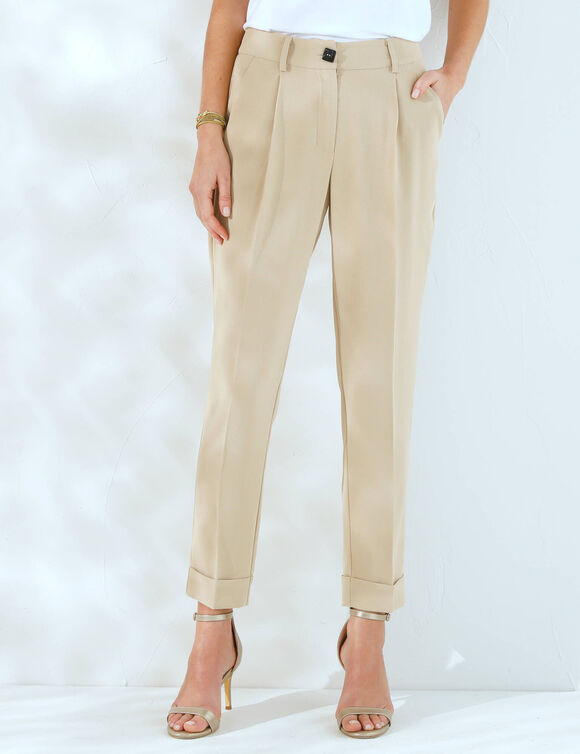 Pantalon 7/8ème fuselé fluide (beige)