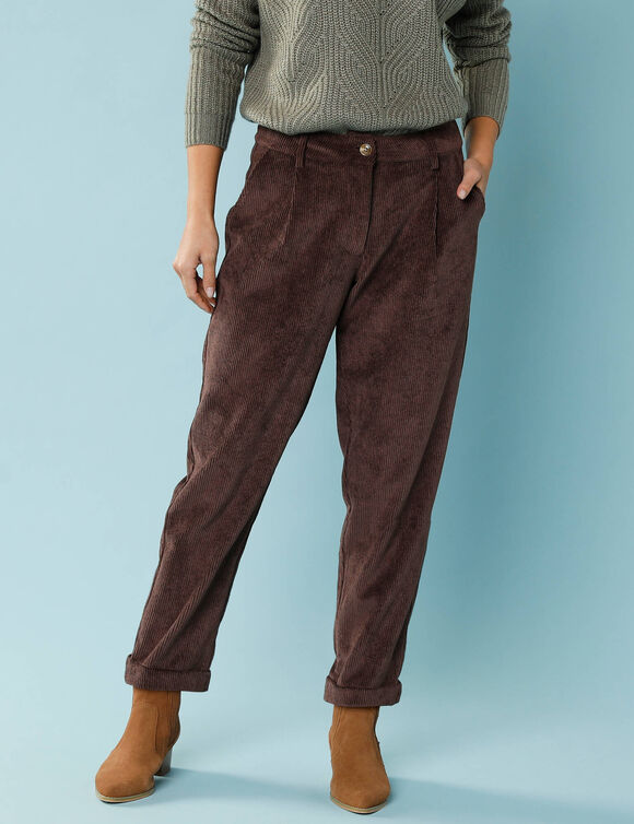 Pantalon 7/8&egrave;me en velours, Sp&eacute;cial Petites (chocolat)