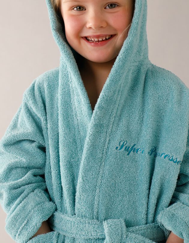 Personaliseerbare badjas met kap in badstof, kinderen (watergroen)