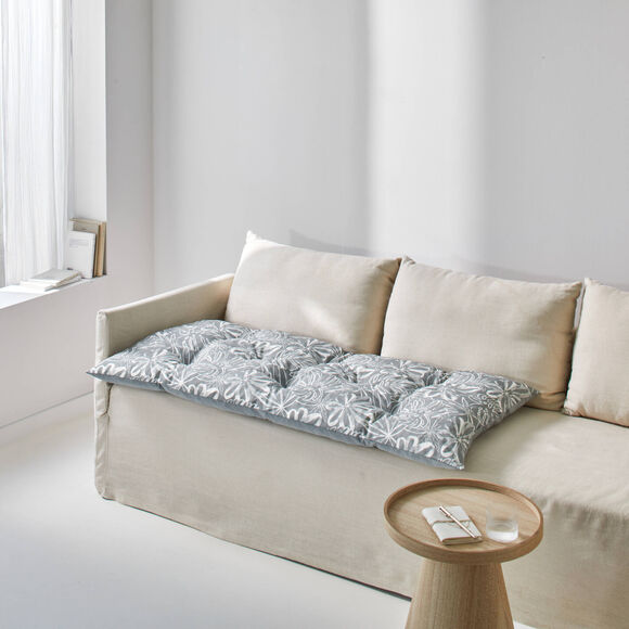 Lang zitbankkussen, chenilleweefsel (parelgrijs)