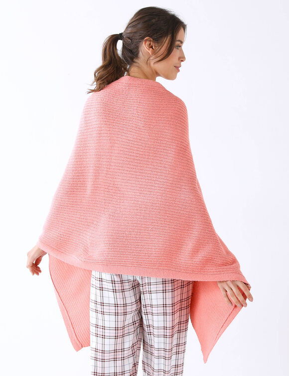 Poncho couvre-&eacute;paules en maille (corail gris&eacute;)