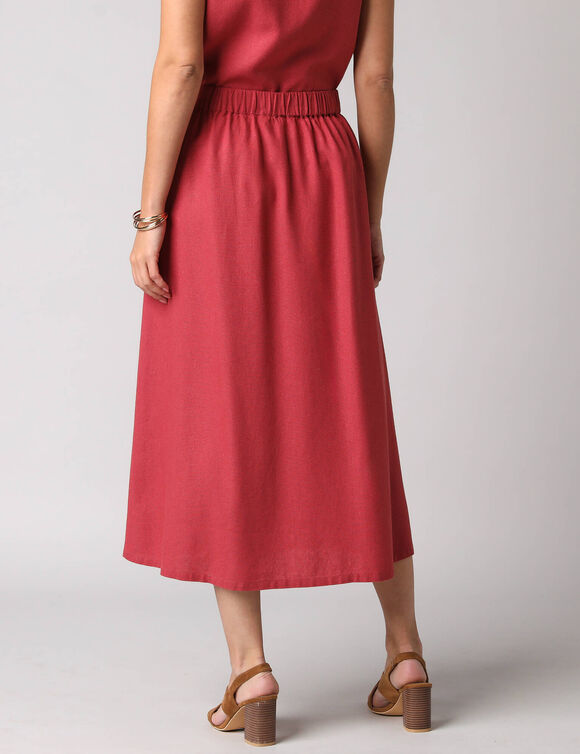 Jupe longue fluide fendue, en viscose lin (rozenhout)