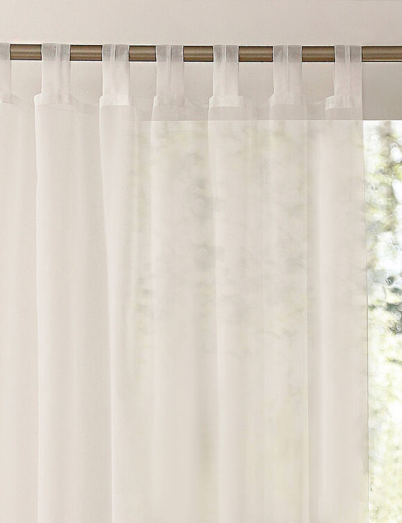 Effen voilegordijn met lussen (ivoorkleur)