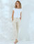 Broek in 'mom' model, katoen-linnen met goudkleurige coating (goudkleurig beige)