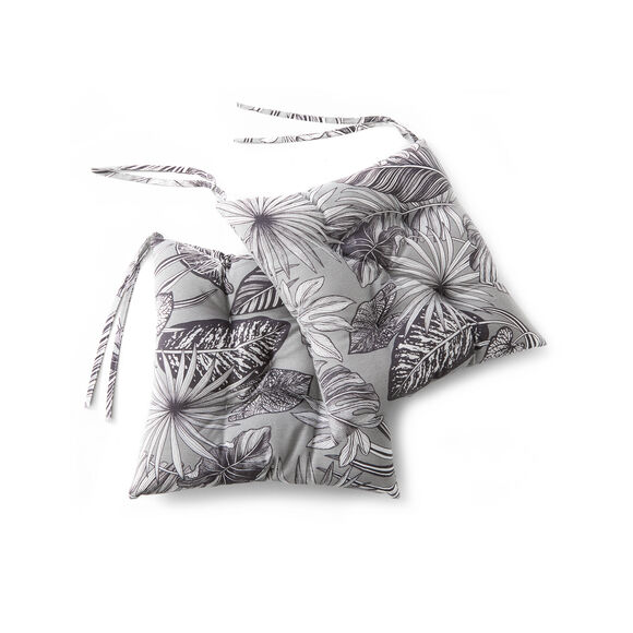 Stoelkussentje met tropische print - set van 2 (grijs)