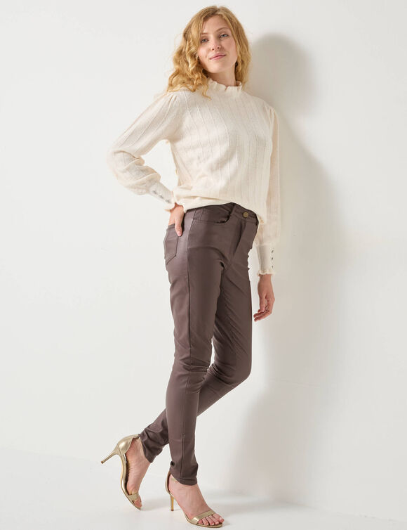 Pull frisottis maille effet rayée (écru)