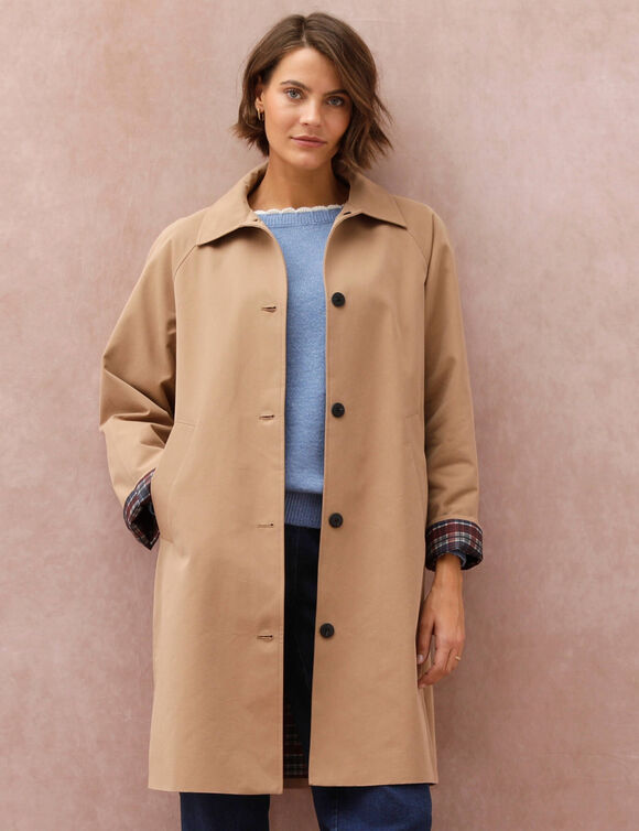 Imperm&eacute;able long d&eacute;perlant, doublure satin&eacute;e (beige fonc&eacute;)