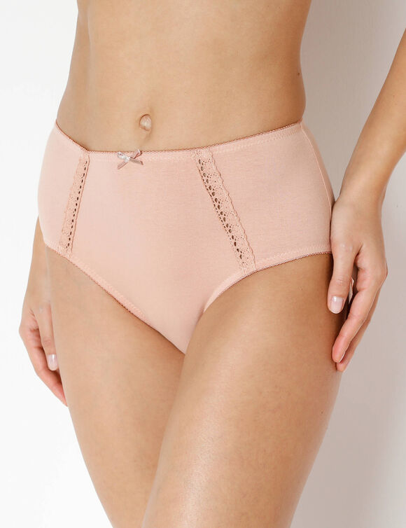 Culotte maxi en coton ajour&eacute; - Lot de 2 (noisette + poudre)