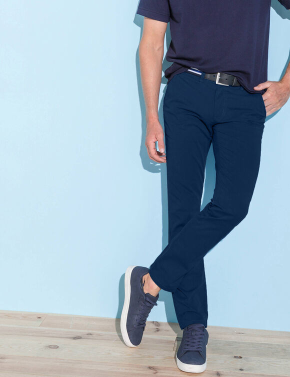 Pantalon chino toile serg&eacute; (marine)