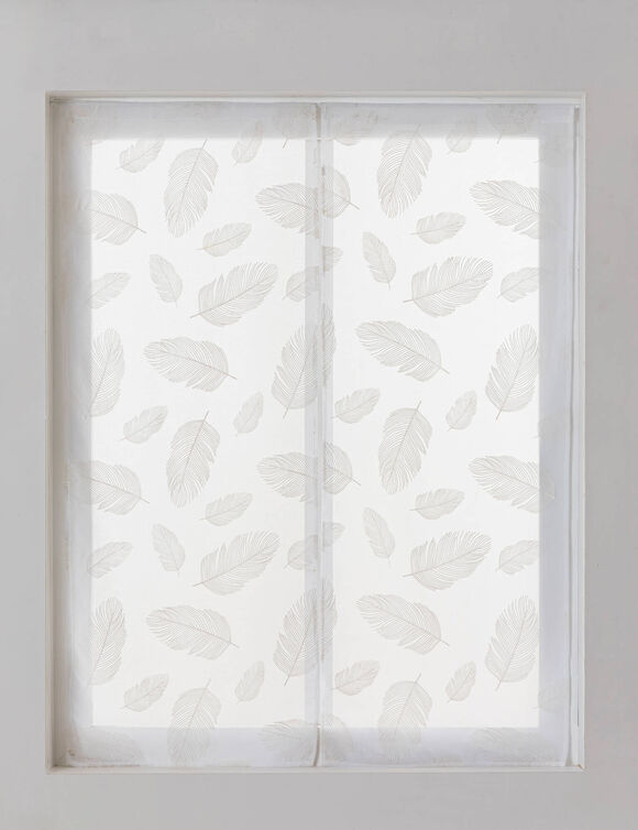 Vitrage passe-tringle motif plumes (blanc)