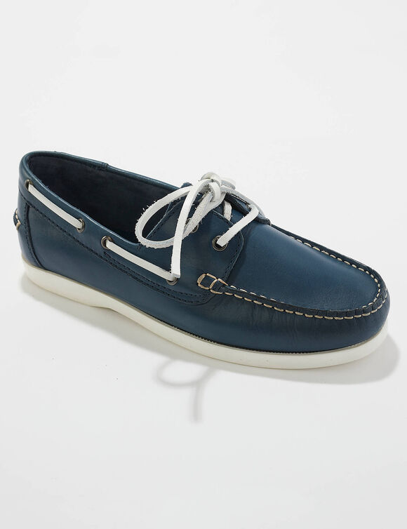 Bootschoenen in leer (marine)
