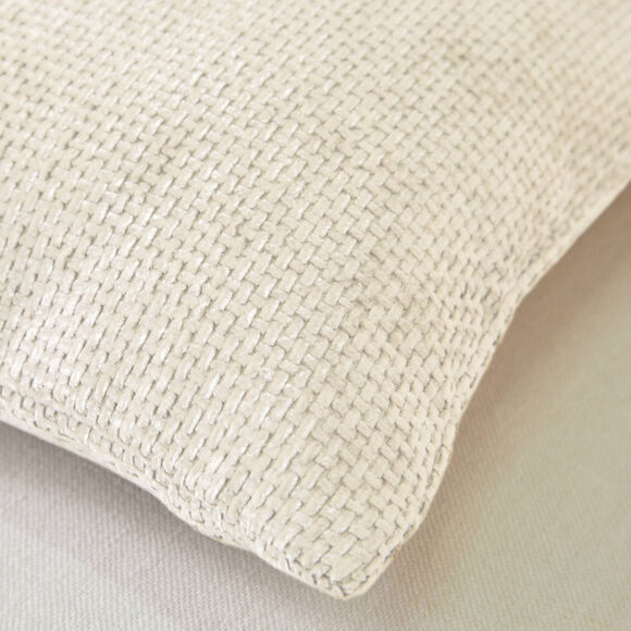 Housse de coussin unie tissage chenille - lot de 2 (&eacute;cru)