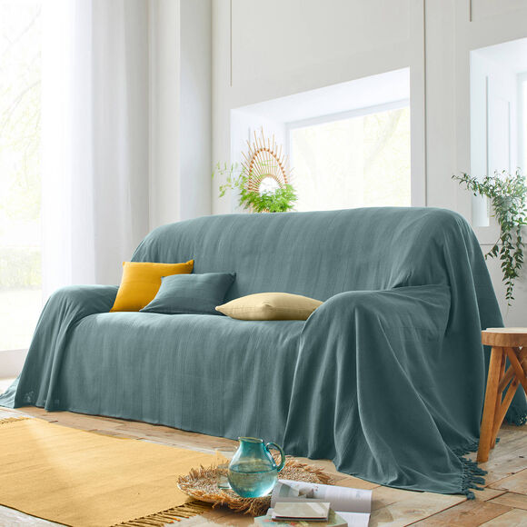 Housse coussin unie coton tissage artisanal - lot de 2 (curry)