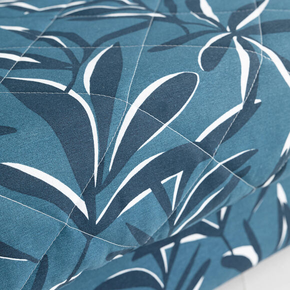 Matelasserde hoes voor clic-clac met bladerenprint (blauw)