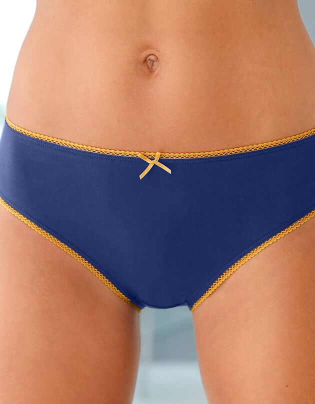 Katoenen midislip met geassorteerde sterrenmotieven - Set van 4 (marine / saffraangeel)