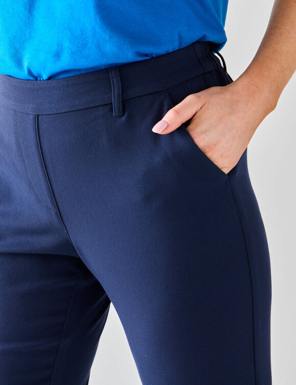 Pantalon 7/8&egrave;me fusel&eacute; uni (marine)