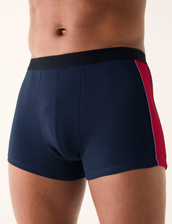 Boxer bandes côtés - lot de 3 (bleu)