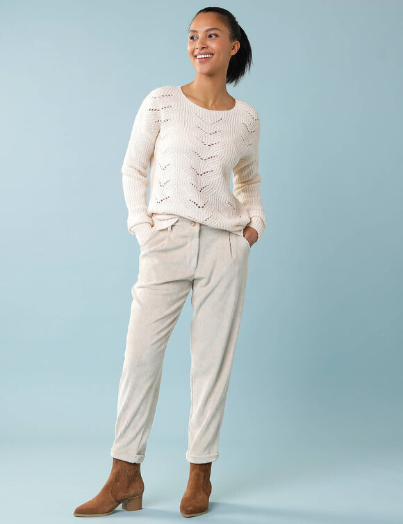 Pull sp&eacute;cial petites, maille perl&eacute;e (&eacute;cru)