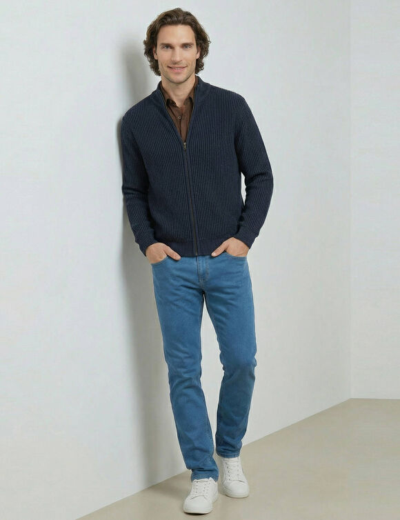 Gilet zipp&eacute; c&ocirc;te anglaise 30% laine (gris anthracite)