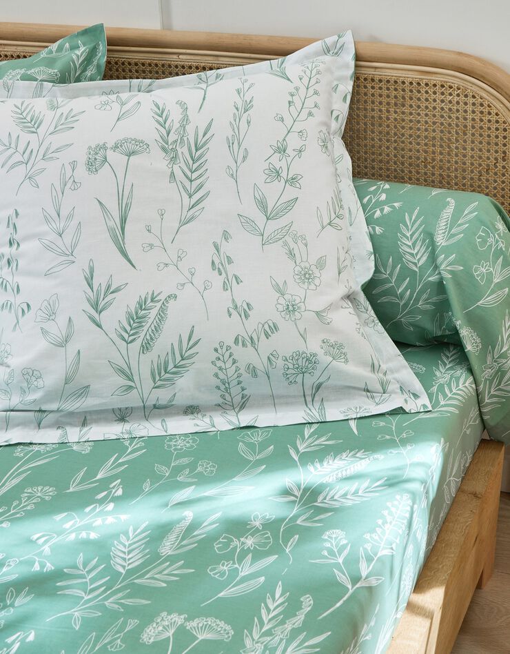 Bedlinnen Alessia in katoen met bloemenprint (groen)
