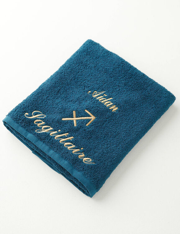 Serviettes de bain brod&eacute;es signe astrologique, &agrave; personnaliser - 420g/m2 (sagittaire)