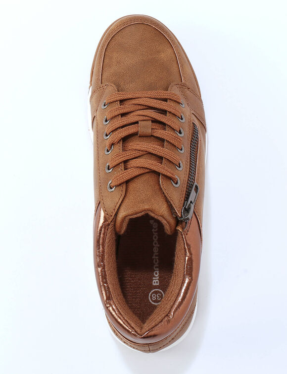 Tennis basses &agrave; lacets (marron)