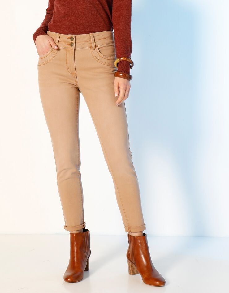 Gekleurde smalle jeans, 7/8-lengte, karamel, hi-res image number 4