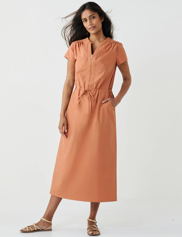 Robe longue en coton d&eacute;lav&eacute;  (terracotta)