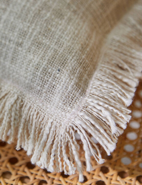 Coussin uni coton texturé (ivoire)