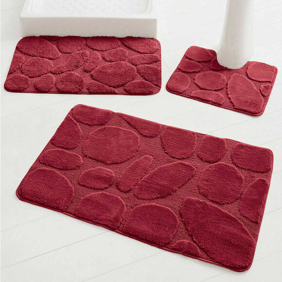 Tapis de bain motif galets (prune)