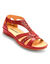 Sandalen in opengewerkt leer met scratchsluiting - extra breed (rood)