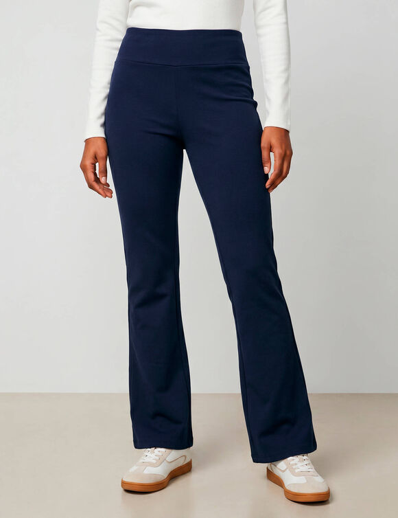 Legging flare taille haute, molleton chaud sp&eacute;cial froid (marine)