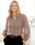 Bloes met bladerenprint en lange mouwen (beige / karamel)
