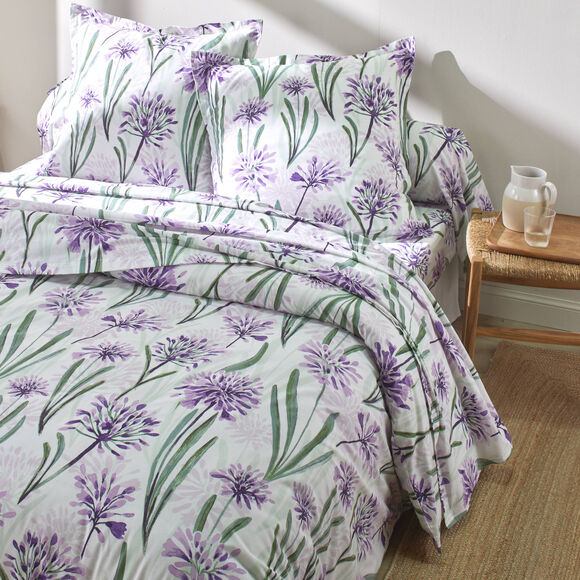 Linge de lit Agapanthe en coton imprimé fleurs (parme)