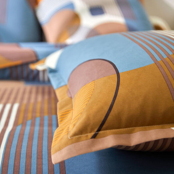 Linge de lit Geo en coton imprimé géométrique (écru)
