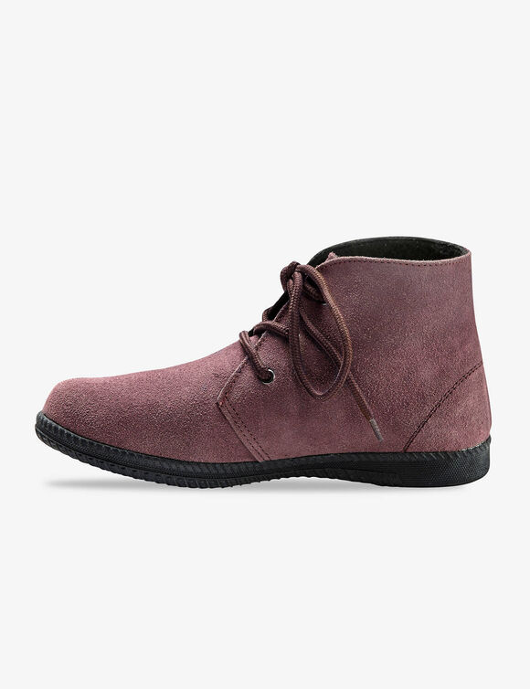 Bottines à lacet en croûte de cuir (marron)