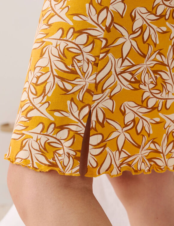 Nuisette imprim&eacute;e tropical avec bretelles fronc&eacute;es (safran)