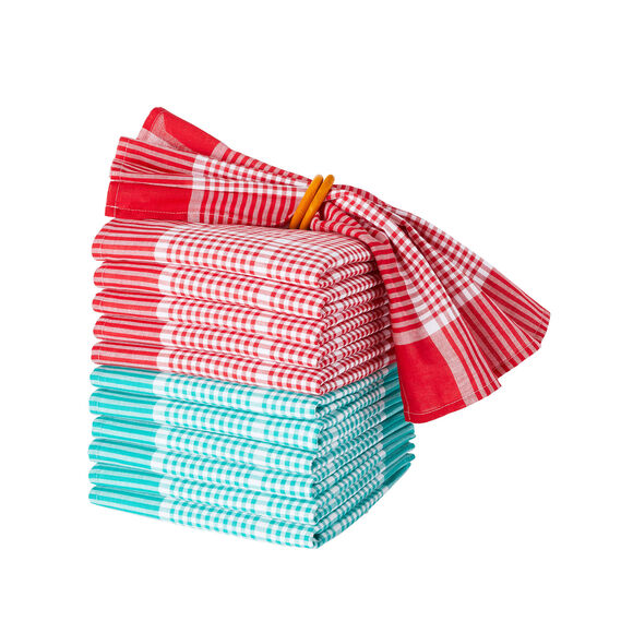 Serviette de table carreaux - lots (vert / blanc)