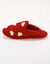 Pantoffels in muiltjesstijl bedrukt met harten (rood)