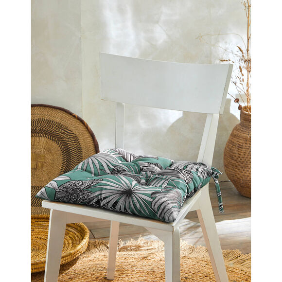 Galette de chaise imprimé tropical - lot de 2 (vert)