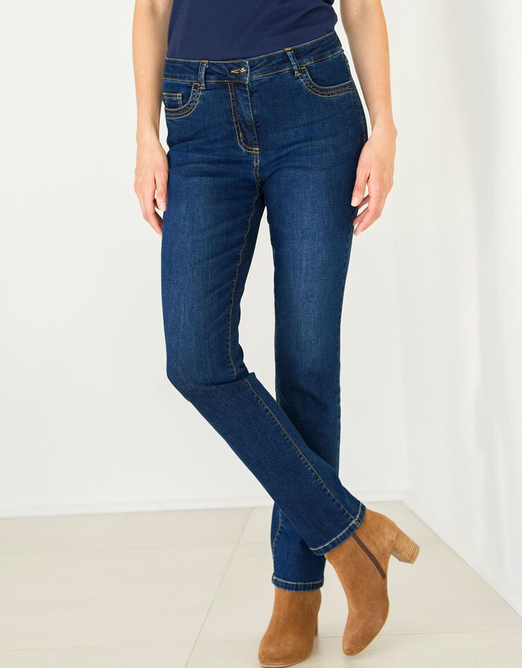 Rechte jeans met 'hart' borduursel, stone, hi-res image number 1