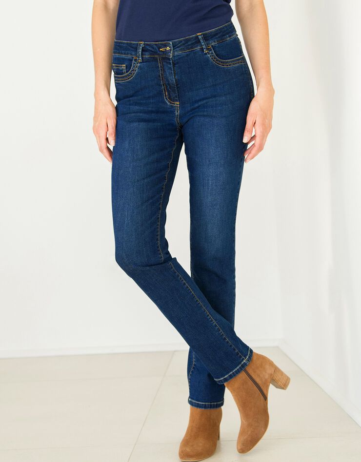 Rechte jeans met 'hart' borduursel, stone Rechte jeans met 'hart' borduursel, stone, hi-res image number 1